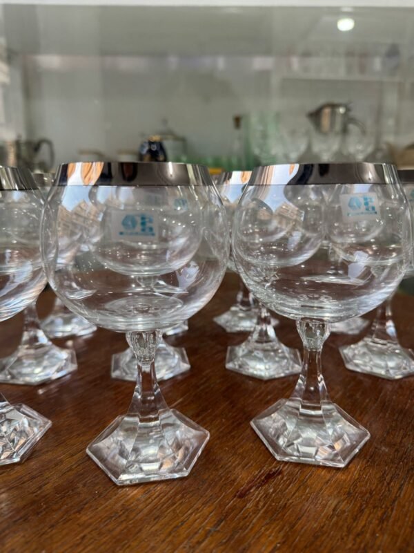 Juego de 12 copones cristal con guarda en plata blanca