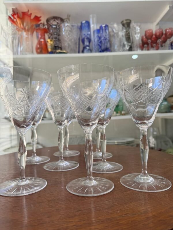 Juego de 8 copas de cristal súper tallado para agua o vino