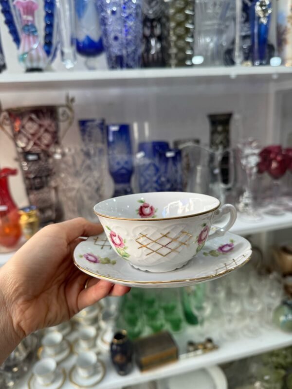 Dúo de té porcelana checoslovaca