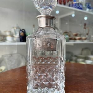 Exquisito botellón de cristal súper tallado pico plata 925