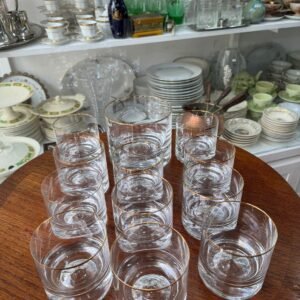 Juego de whisky hielera con 11 vasos cristal con guarda en oro