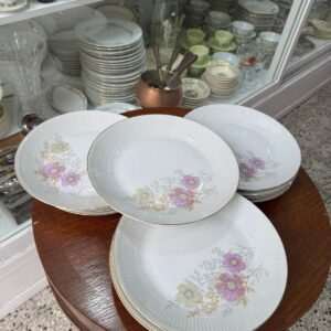 Juego de 12 platos playos porcelana verbano