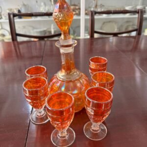 Botellón con 6 copas carnival glass
