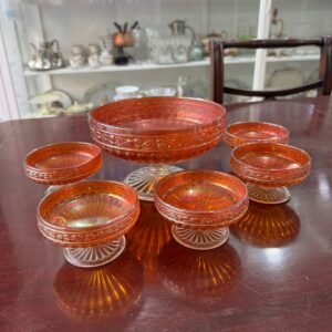 Set Frutera con 5 copas de postre CARNIVAL GLASS