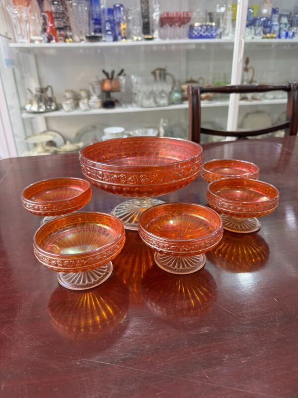 Set Frutera con 5 copas de postre CARNIVAL GLASS
