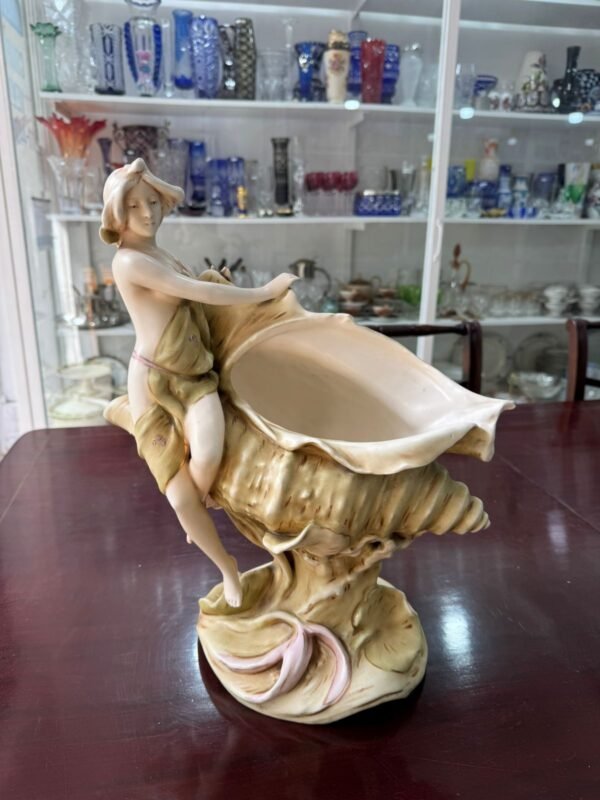 Antiguo Faience Art Nouveau Mujer Y Caracola A930 austriaco - Image 6