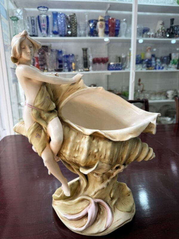 Antiguo Faience Art Nouveau Mujer Y Caracola A930 austriaco - Image 2