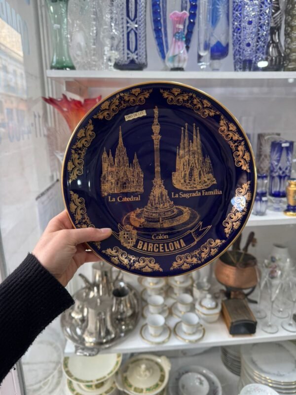 Plato azul cobalto con oro - ORO LEY