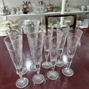 Juego de 8 copas cristal súper tallado para champagne