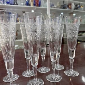 Juego de 8 copas cristal súper tallado para champagne