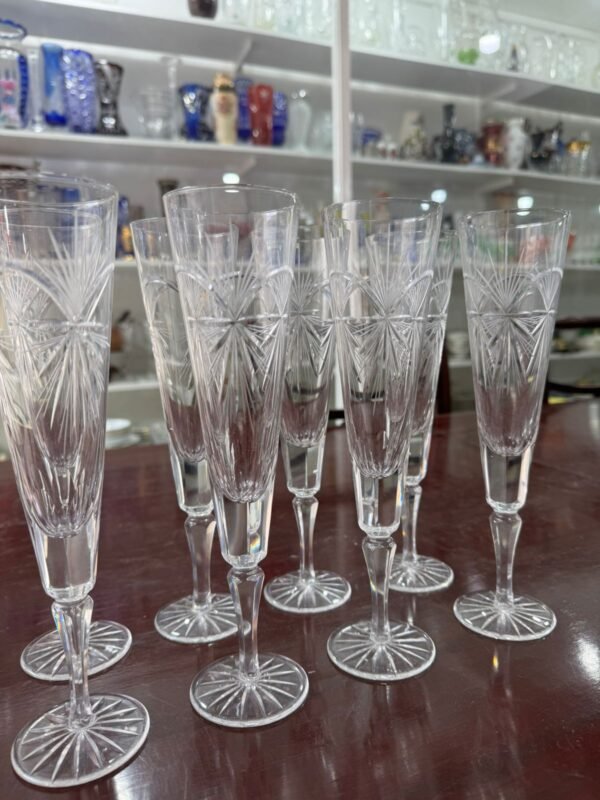 Juego de 8 copas cristal súper tallado para champagne