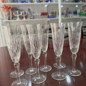 Juego de 8 copas de cristal súper tallado para champagne