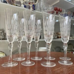 Juego de 8 copas de cristal súper tallado para champagne