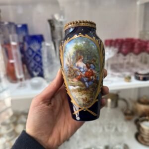 Florero azul cobalto porcelana italiana