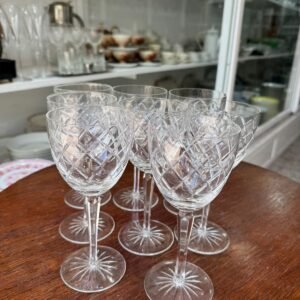 Juego de 8 copas para agua o vino cristal súper tallado