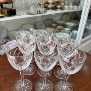 Juego de 9 copas para vino de cristal súper tallado