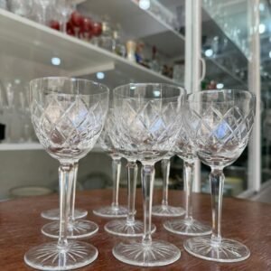 Juego de 9 copas para vino de cristal súper tallado