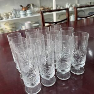 Juego de 12 copas de cristal súper tallado para champagne