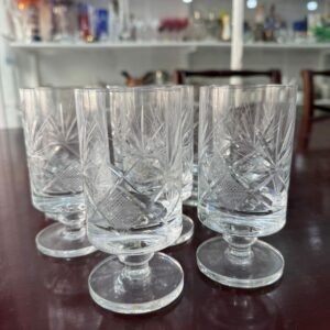 Juego de 8 copas de cristal súper tallado para vino