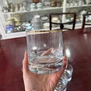 Juego de whisky hielera con 6 vasos cristal con guarda en oro