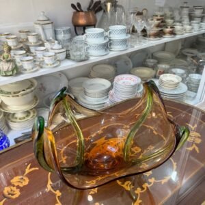 Gran centro de mesa de murano rosa con verde
