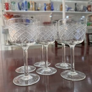 Juego de 6 copas cristal súper tallado para agua o vino