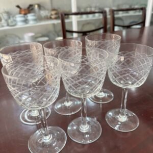 Juego de 6 copas cristal súper tallado para agua o vino