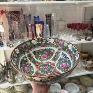 Ensaladera porcelana oriental pintada a mano con oro