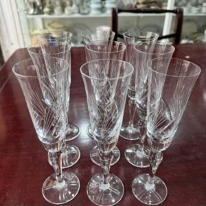 Juego de 9 copas de cristal súper tallado para champagne