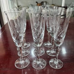 Juego de 9 copas de cristal súper tallado para champagne