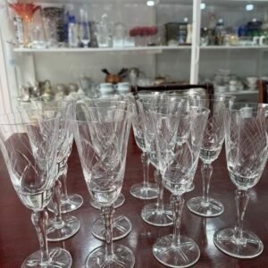 Juego de 12 copas de cristal súper tallado para agua o vino