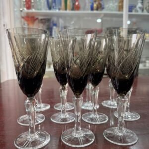 Juego de 11 copas de cristal súper tallado negras