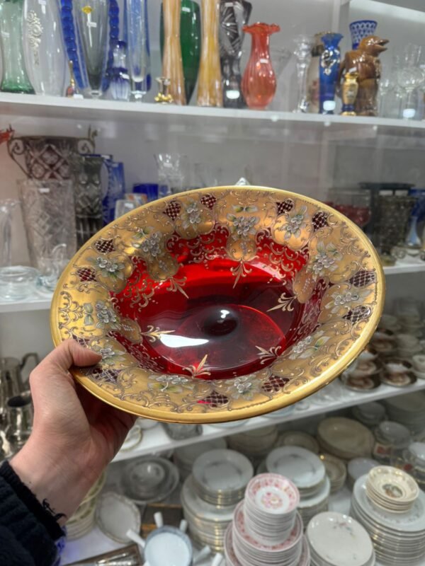 Frutera de cristal de murano veneciano pintado a mano con oro - Image 11