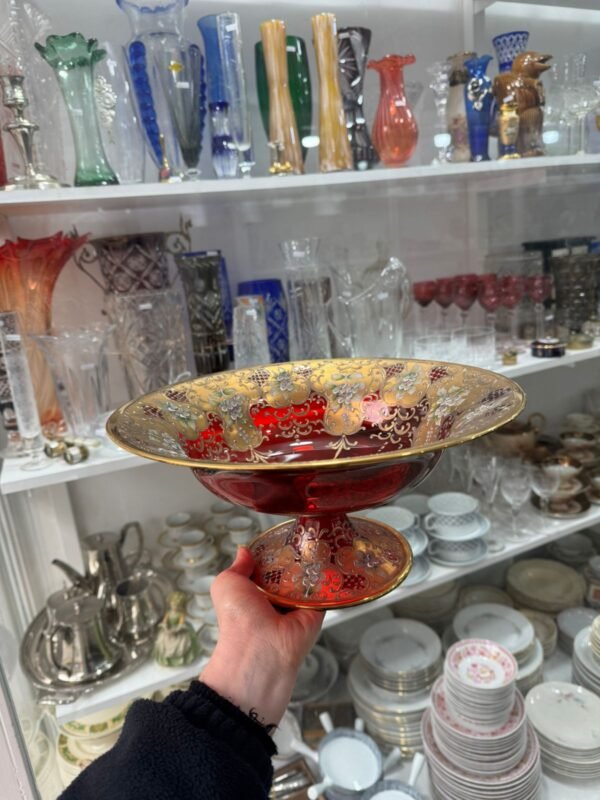 Frutera de cristal de murano veneciano pintado a mano con oro - Image 9