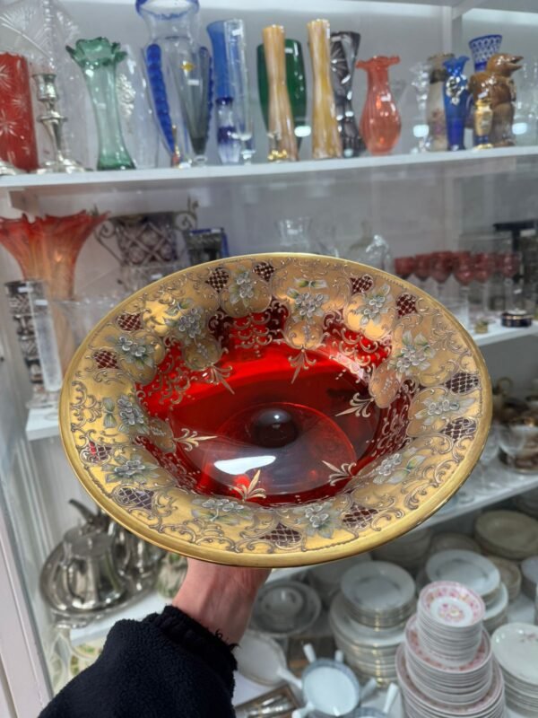 Frutera de cristal de murano veneciano pintado a mano con oro - Image 8