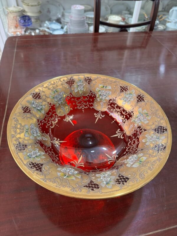 Frutera de cristal de murano veneciano pintado a mano con oro - Image 6