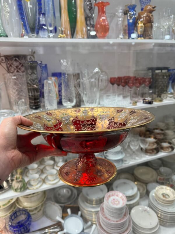 Frutera de cristal de murano veneciano pintado a mano con oro - Image 5