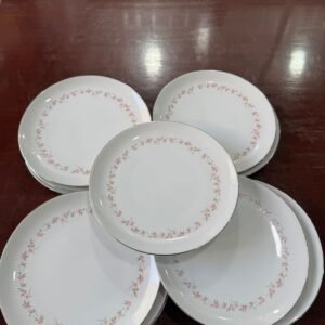 Juego de 12 platos de postre porcelana tsuji con rosas