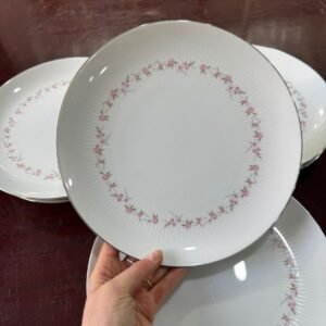 Juego de 12 platos playos porcelana tsuji con rosas
