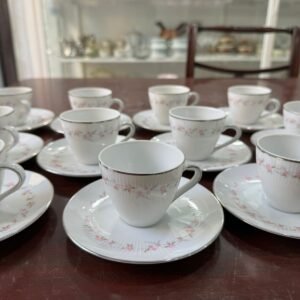 Juego de 11 dúos de café porcelana tsuji con rosas