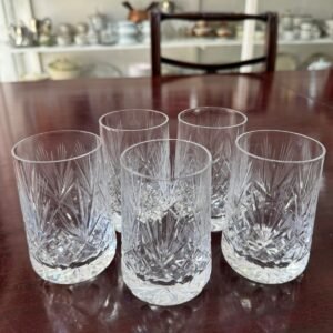 Set de 5 vasos de cristal súper tallado