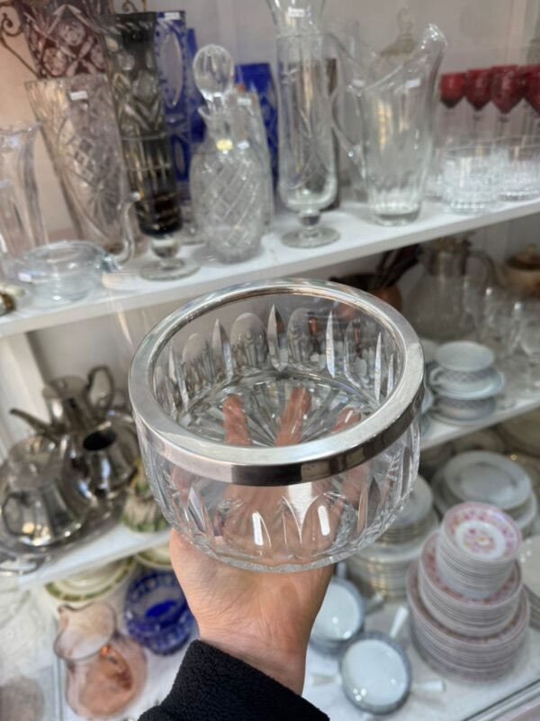 Centro de mesa de cristal súper tallado con guarda de platería - Image 2