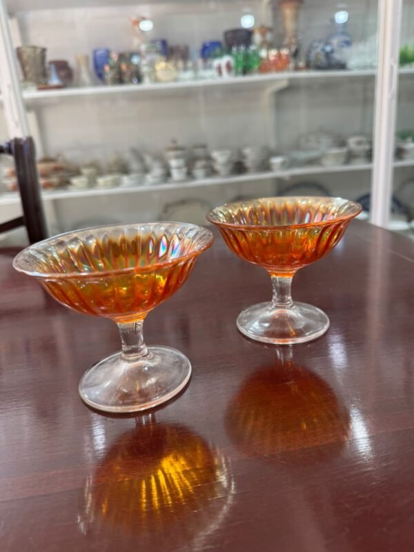 Par de copas carnival glass para postre