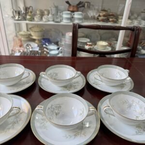 Juego de 6 consomeras con platos porcelana NORITAKE