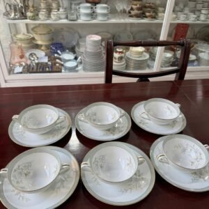 Juego de 6 consomeras con platos porcelana NORITAKE