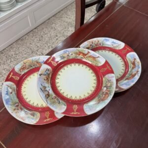 Set de 5 platos con guarda de animales porcelana checoslovaca