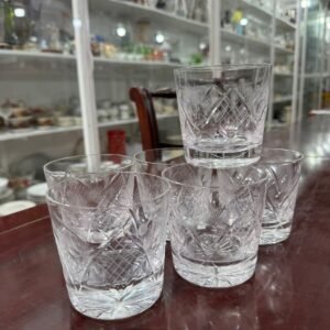 Juego de 6 vasos de cristal súper tallado para whisky