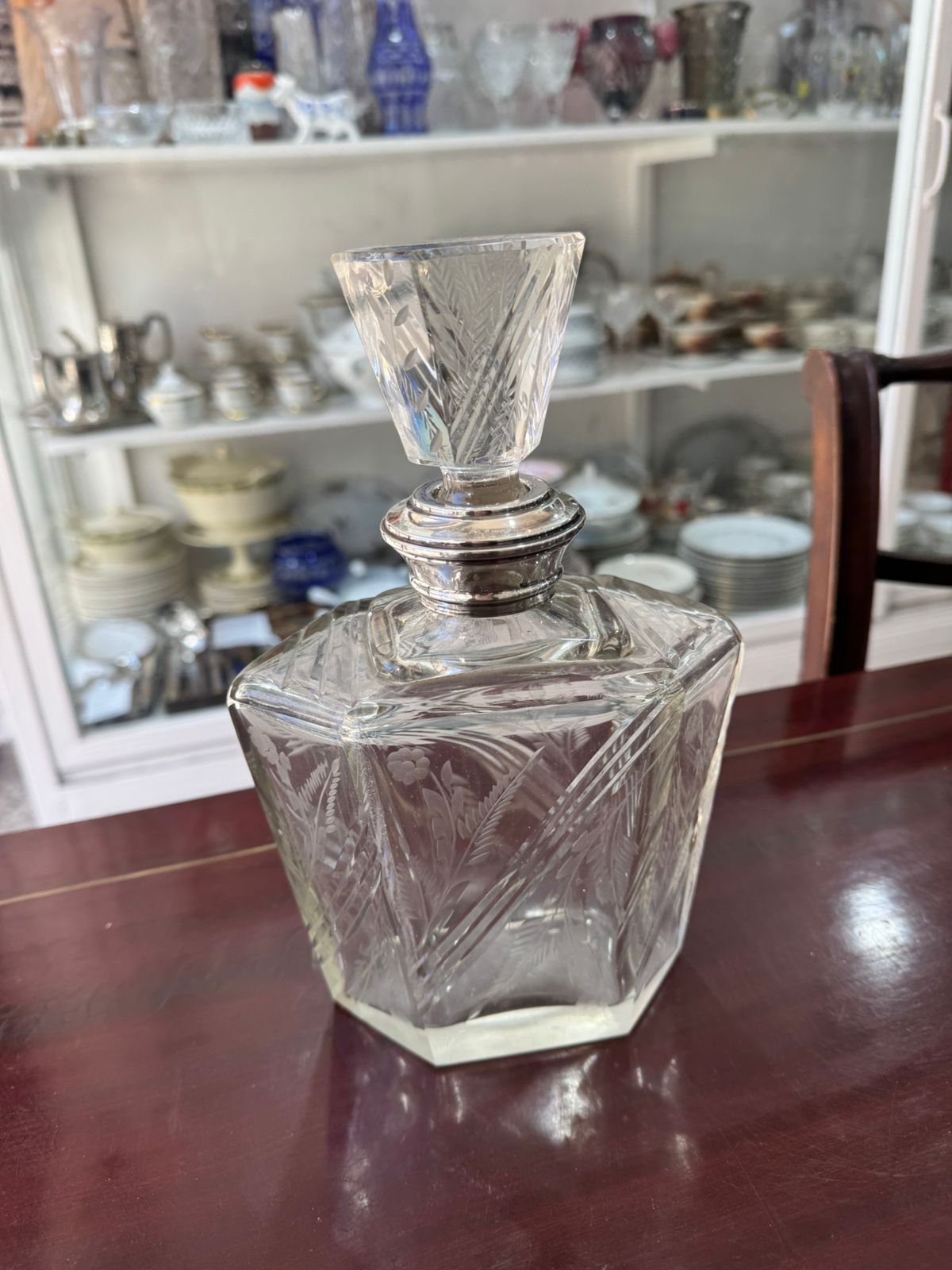 Botellón de cristal súper tallado pico plata 925 - Image 2