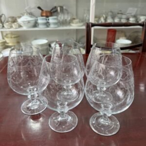 Set de 5 copones de cristal grabados al ácido de muy buen tamaño