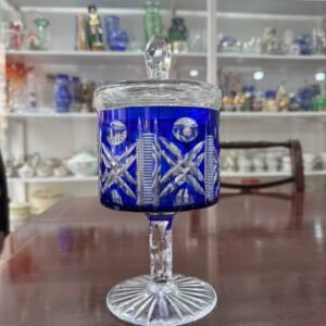 Caramelera de cristal súper tallado estilo baccarat azul